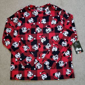 Disney Mickey Mouse Graphic Plaid Christmas Soft Sleep Shirt Multi Size L